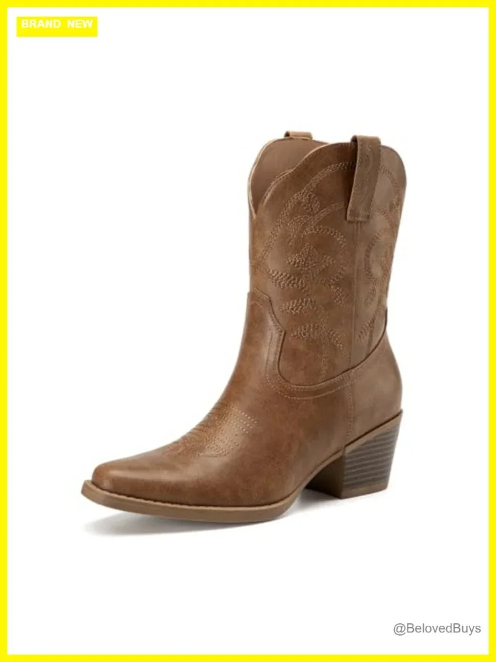 Embroidered Snip Toe Cowboy Boots With Chunky Block Heel